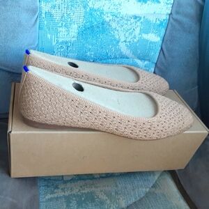 Rothy’s Women’s The Max Square Flats Wren Beige Crochet Size 10.5 NIB